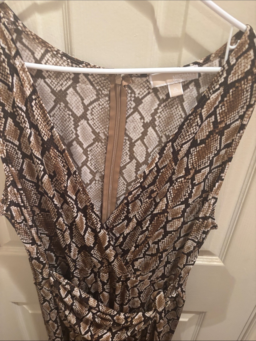 Michael Kors Brown Snake-Print jump suit, size xl, extremely soft, belt